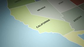 USA map turn on state of California