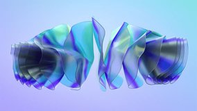 Organically animated shapes. Abstract paper animation. Fluid shapes with rainbow gradient. Modern design template. Abstract art background with trendy holographic gradient. 3d rendering, 4K - Powered by Shutterstock - Get 15% off with code: PIKWIZARD15