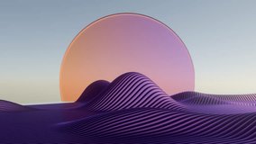 3D minimalist animation with a retro wave vibe, featuring pastel colors, geometric shapes, and a futuristic, nostalgic atmosphere.
