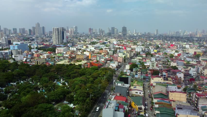 Big built metropolis of Makati city in the Philippines. Aerial view