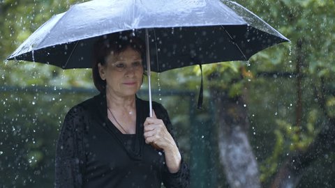 Sad Woman under umbrella