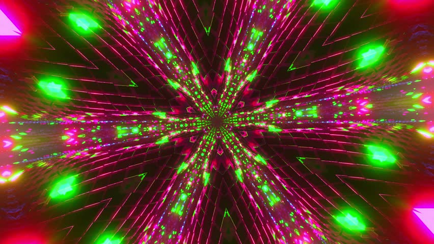 Colorful abstract animation of cross. Kaleidoscope VJ loop.