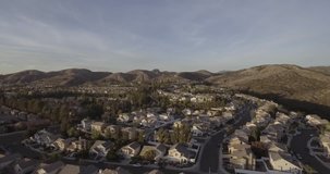 Flying Above a California Neighborhood at Golden Hour