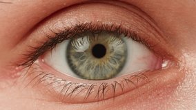 Close-up of green eyed woman with no make-up on face macro. Blinking eye with long lashes. Beauty skin care make-up routine - Powered by Shutterstock - Get 15% off with code: PIKWIZARD15