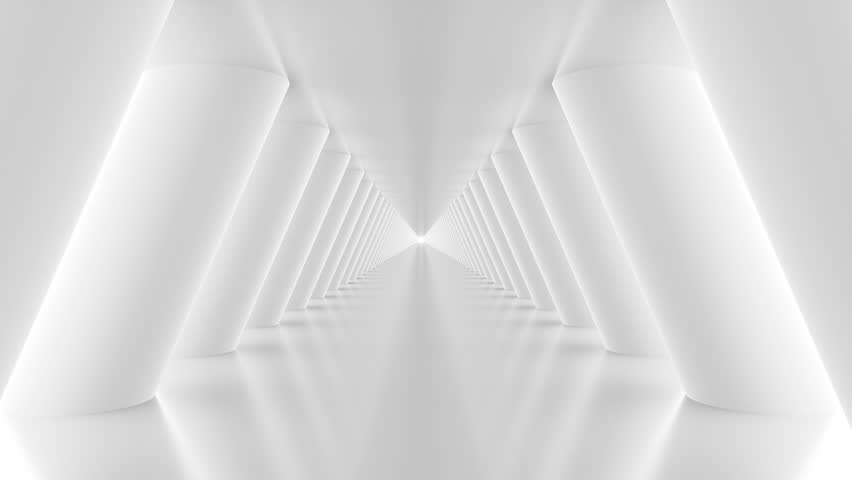 Futuristic empty white corridor with columns and bright light. Seamless looping animation Royalty-Free Stock Footage #3433155757