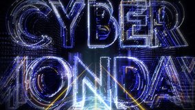 Shopping Cyber monday Advertisement. Traveling Inside a Digital Environment. Words Cyber Monday Appear Projected by a Beam of Light in the Middle of the Path. E-commerce. Cyber monday Sales. Animation - Powered by Shutterstock - Get 15% off with code: PIKWIZARD15