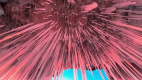 Frozen winter lake Baikal, Siberia, Russia. Ice icicles and blocks in the rocks, grottoes and caves at dawn. Natural background of cold ice. Winter abstract background. High quality 4k footage - Powered by Shutterstock - Get 15% off with code: PIKWIZARD15