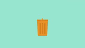 trash can animation flat icon 2d tape design