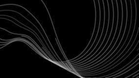 Grey abstract curved wavy lines on black background. Seamless looping futuristic minimal motion design. Video animation Ultra HD 4K 3840x2160