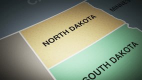 USA map turn on state of North Dakota