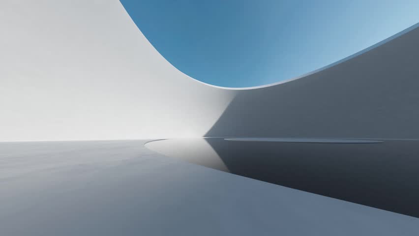 3d render of abstract wavy futuristic architecture with concrete floor. Royalty-Free Stock Footage #3433354665