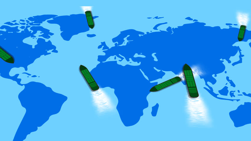 cargo boat animation green energy and logistics export 4k resolution motion graphic concept