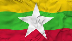 Myanmar flag wave animation seamless loop. 4K High-Resolution video