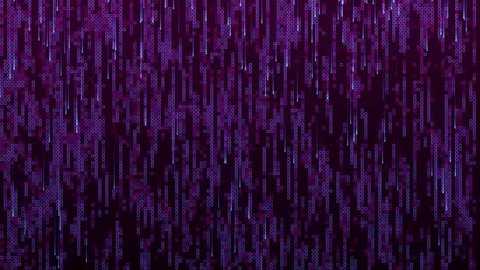 A background of rows of small squares changing color, moving chaotically. Pixel graphics, moving square. Background of glowing squares. Bright abstract mosaic lilac background with gloss. 4k animation Video de stock