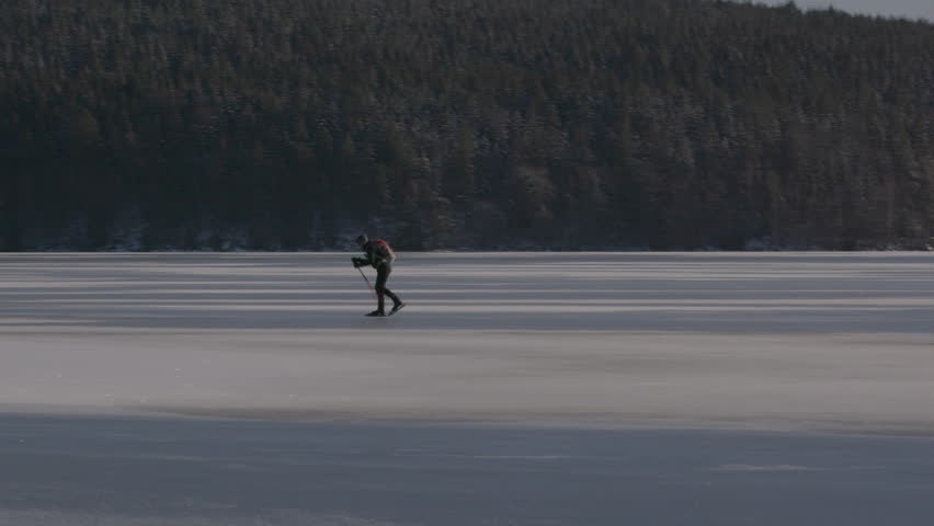 ice skating on lake in sweden