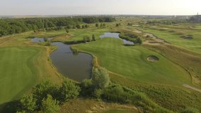 golf courses, beautiful green golf courses, drone video, 4k