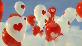 Hearts ballons for Valentine's day Greeting love video. Romantic animation on for Valentine's day, St. Valentines Day, Mother's day, Wedding anniversary invitation e-card HD