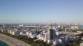 Aerial footage of Miami Beach near Collins Avenue and 24th Street 1/8