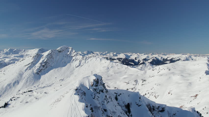 Winter Scene At Mountain Reiterkogel In Austria - Aerial Drone Shot