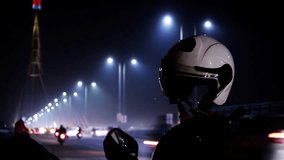 HD Video : Foggy night and traffic time lapse at night, Signature Bridge, Delhi, India.   - Powered by Shutterstock - Get 15% off with code: PIKWIZARD15