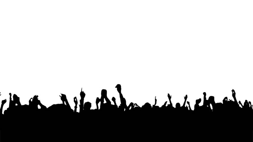 Crowd silhouette of people at a club concert or sports event. Black and White for compositing and presentation. Royalty-Free Stock Footage #3434120205
