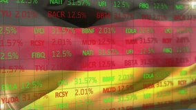Animation of stock market over flag of germany. Global finances, computing, patriotism and digital interface concept digitally generated video. - Powered by Shutterstock - Get 15% off with code: PIKWIZARD15
