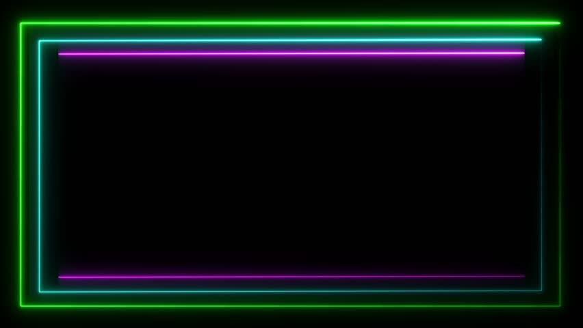 Animated neon glowing frame background. Colorful laser show seamless loop 4K border. Futuristic light effect isolated on black. VJ backdrop for club, show, music video, presentation. 3D animation Royalty-Free Stock Footage #3434134435