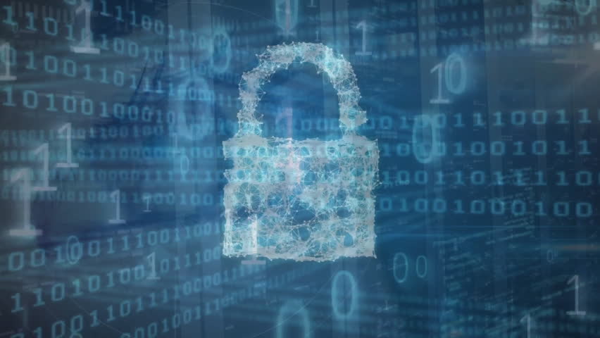 Animation of padlock icon with data processing and eye over server room. Global technology, computing, online security and digital interface concept digitally generated video. - Powered by Shutterstock - Get 15% off with code: PIKWIZARD15