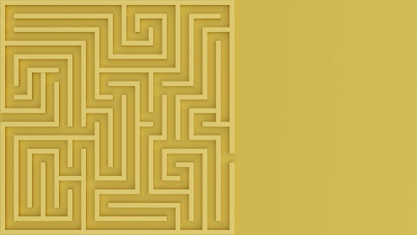 Top view of ball rolls through the maze. Yellow maze top view concept.  Royalty-Free Stock Footage #3434227429