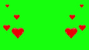 4K Social media Live style animated heart on green screen. Isolated Social media love like icon isolated on green chroma key screen. Hand Drawn Heart Icon Sketch. Hearts icons flying up. Social media. - Powered by Shutterstock - Get 15% off with code: PIKWIZARD15