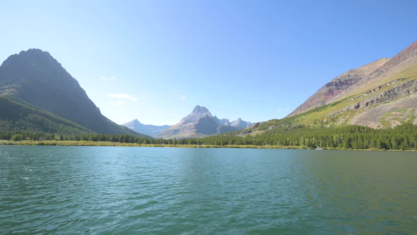Sinopah Mountain viewed at the end of Two Medicine Lake in Glacier National Park