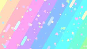 Looped cartoon rainbow background with hearts, stars, circles, and rounded rectangles animation. - Powered by Shutterstock - Get 15% off with code: PIKWIZARD15