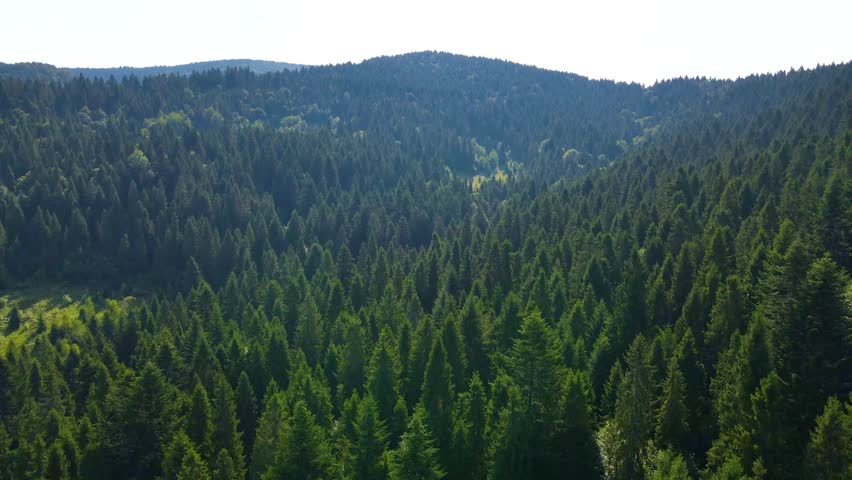 Drone flying over Blauen mountain at Belchen, Black Forest, Germany