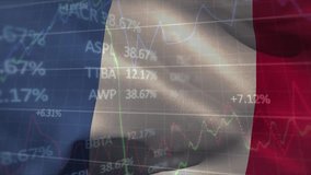 Animation of financial data processing over flag of france. Global business, finances, computing and digital interface concept digitally generated video. - Powered by Shutterstock - Get 15% off with code: PIKWIZARD15