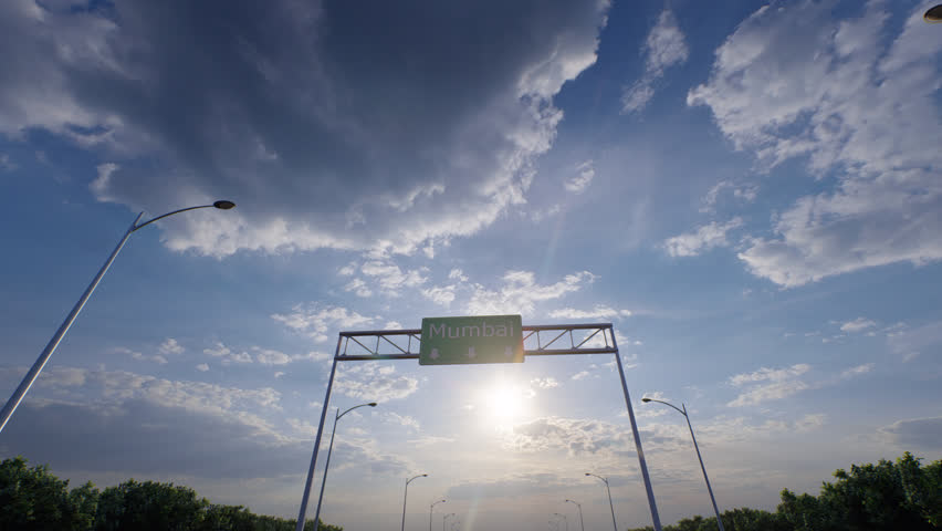 Mumbai City Road Sign - Airplane Arriving To Mumbai Airport Travelling To India