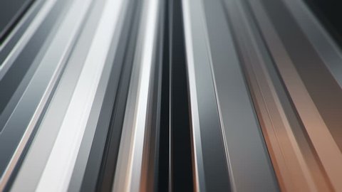 Abstract background with animation of flying and flickering particles as bokeh of light and light rays and stripes on backdrop. Animation of seamless loop.