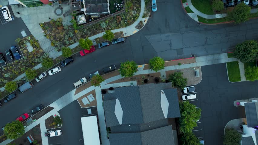 Top down drone shot over the Worthy Brewing Company in Bend, Oregon. Royalty-Free Stock Footage #3434634309
