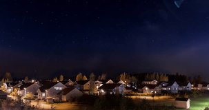 Starry sky over houses timelapse video Kerava, Finland