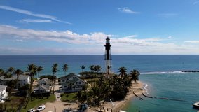 A stunning drone video of lighthouse point lighthouse at Hillsboro inlet in South Florida.