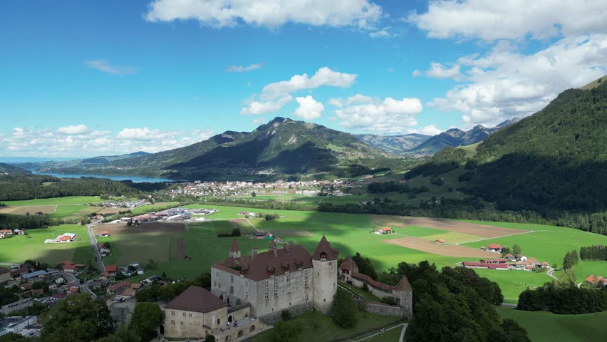 Gruyères Castle is one of the most famous and beautiful in Switzerland. Gruyère is famous for its cheese, green valleys, and amazing mountains. 