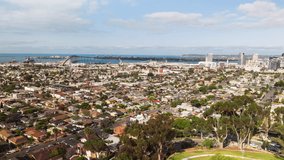 Aerial View Shot of San Diego CA, California, United States of America, suburbs, beautiful sunny day