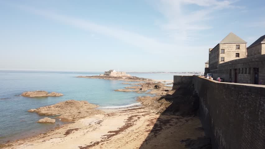 Plage de l'Éventail is a sandy beach in Saint-Malo, France. Sheltered by the ramparts, this sandy beach is located in front of the National Fort and at the beginning of the Sillon, the Grande Plage.
