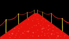 Red carpet animation with glitter and flashbulbs on a black screen. Festival concept with selebrities, singers, actors and bloggers. Pathos celebrity meet and greet in 4K with alpha channel. - Powered by Shutterstock - Get 15% off with code: PIKWIZARD15