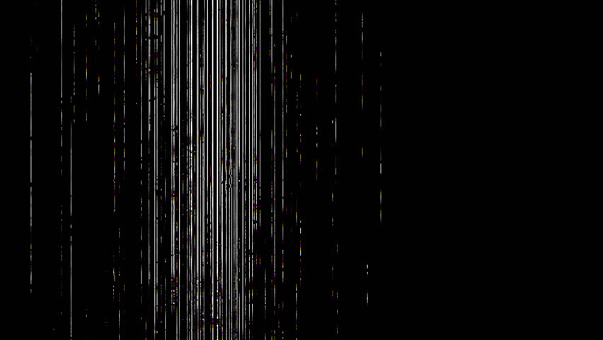 Horizontal damage bars with blue and red channel on black screen. Damage and TV interference effect in 4K with alpha channel.