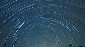 Star trail of stars moving in the night sky around the North Star. Landscape with movement of stars in the Tuscan country, time lapse - Powered by Shutterstock - Get 15% off with code: PIKWIZARD15