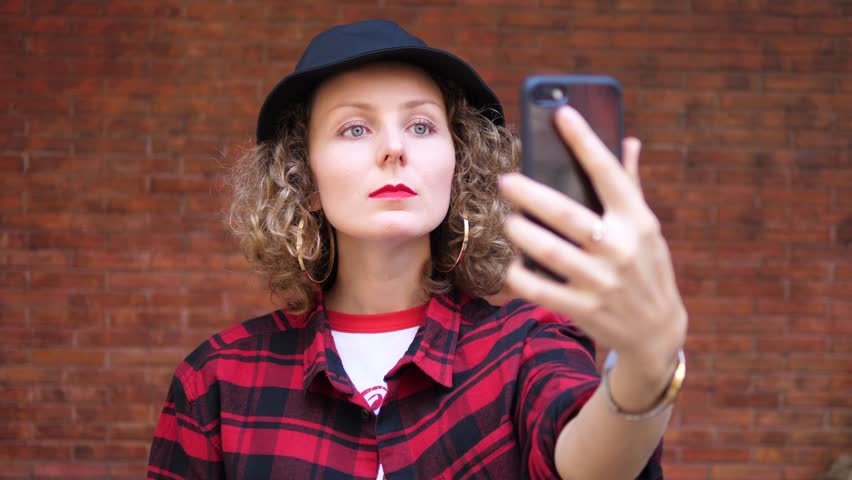 Face ID Fail: Stylish Female Trying To Unlock Her New Smartphone. Closeup. 4K. 