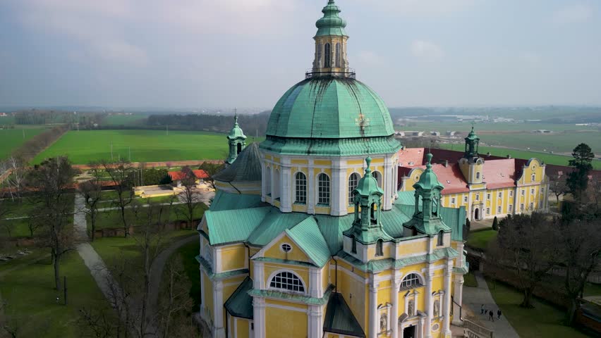 Basilica on the Holy Mountain of St. Immaculate Conception of the Blessed Virgin Mary and monastery of St. Filip Neri, aerial view