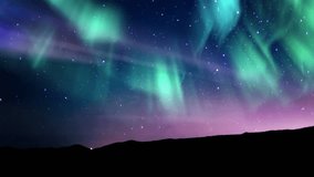 Aurora Glowing Green Purple and Milky Way Galaxy Over Hills Tilt Up - Powered by Shutterstock - Get 15% off with code: PIKWIZARD15
