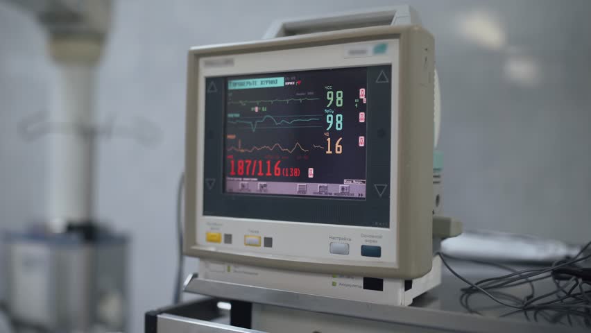 Hospital Monitor Monitoring Basic Parameters Human Stock Footage Video 