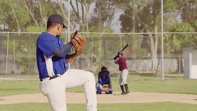 Television footage of  two teams of diverse male baseball players on baseball field. sport, team, active lifestyle, competition, playback. - Powered by Shutterstock - Get 15% off with code: PIKWIZARD15